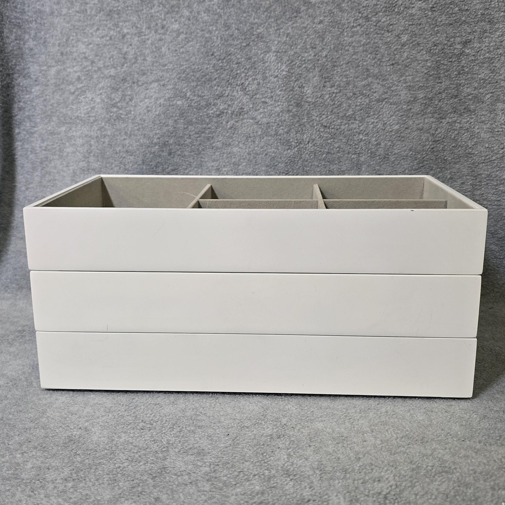 Umbra Design Loft Jewelry Box Trays Set Of 3 White Stackable Fabric Organizer